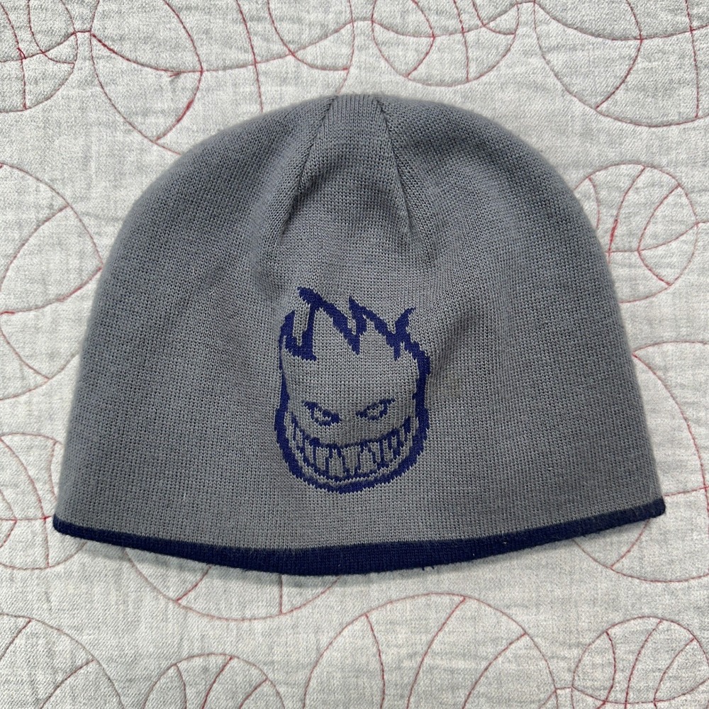 Spitfire Beanie Gray Blue VTG Y2K Big Head Logo / Mens One Size